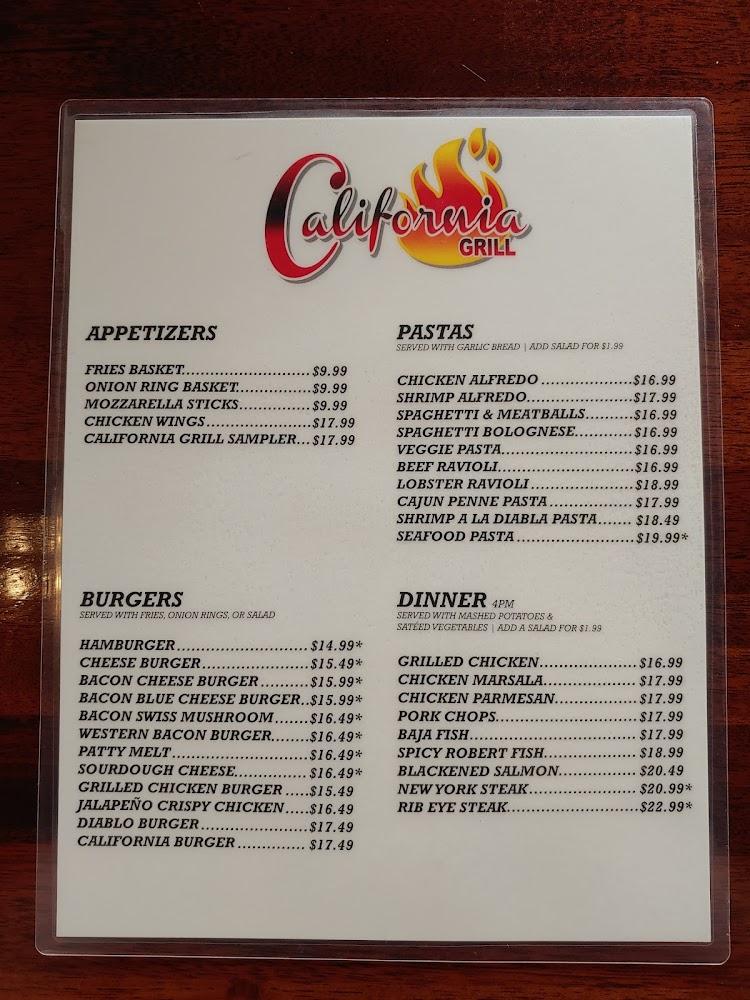 California Grill Menu image 2