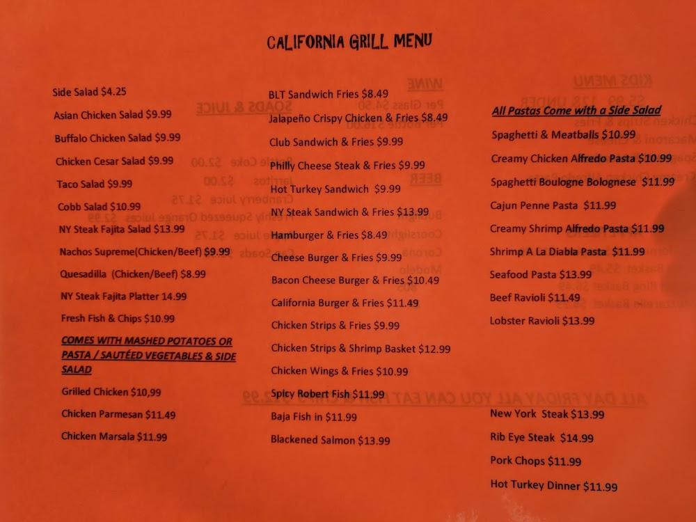 California Grill Menu image 4